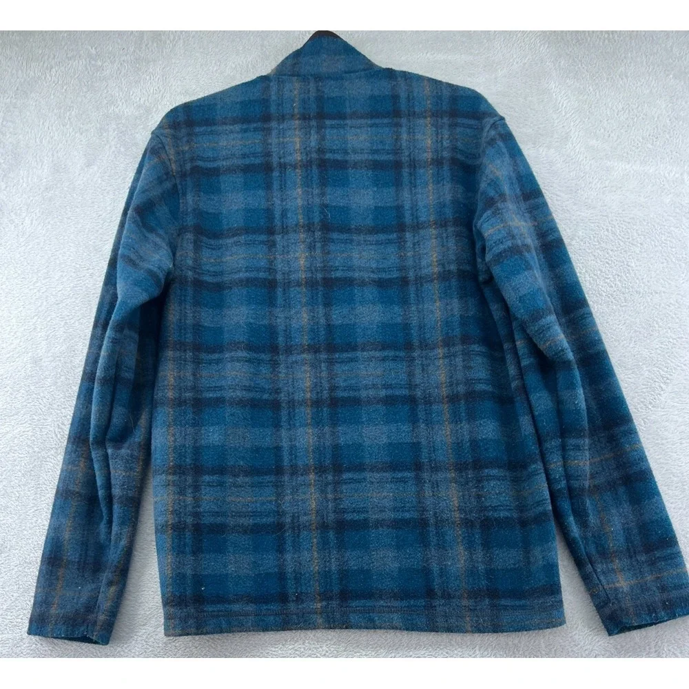 John Wayne Shirt Mens Sz S Timeless Classic Blue Plaid Fleece Quarter Button